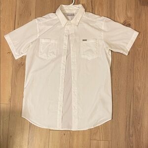 Columbia Classic White Men's Shirt Button Down With Front Pockets